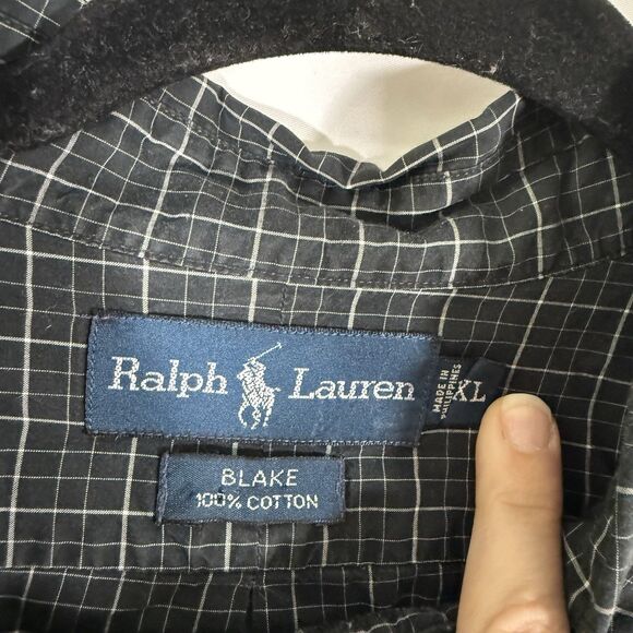 Ralph Lauren Blake Shirt Men's XL Black Plaid Collared Long Sleeve Button Down - Picture 5 of 10